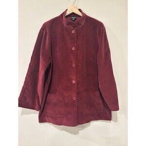 Eileen‎ Fisher Corduroy Shacket Women’s Size L Burgundy Barn Coat Style Flaw